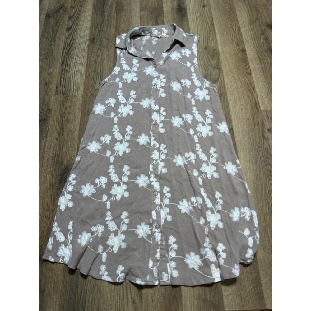 Indigo Soul Dress Womens Size M Mauve Sleeveless Embroidered Button Front Tunic